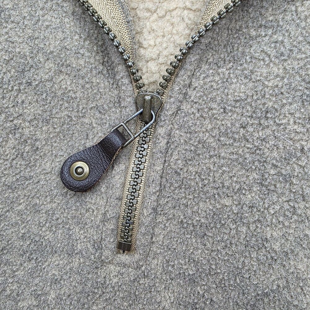Eddie Bauer Size Medium 1/4 Zip Fleece Pullover Tan Pockets Collar Oversized - Picture 7 of 9